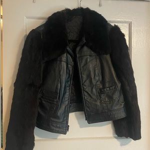Vintage leather and fur jacket